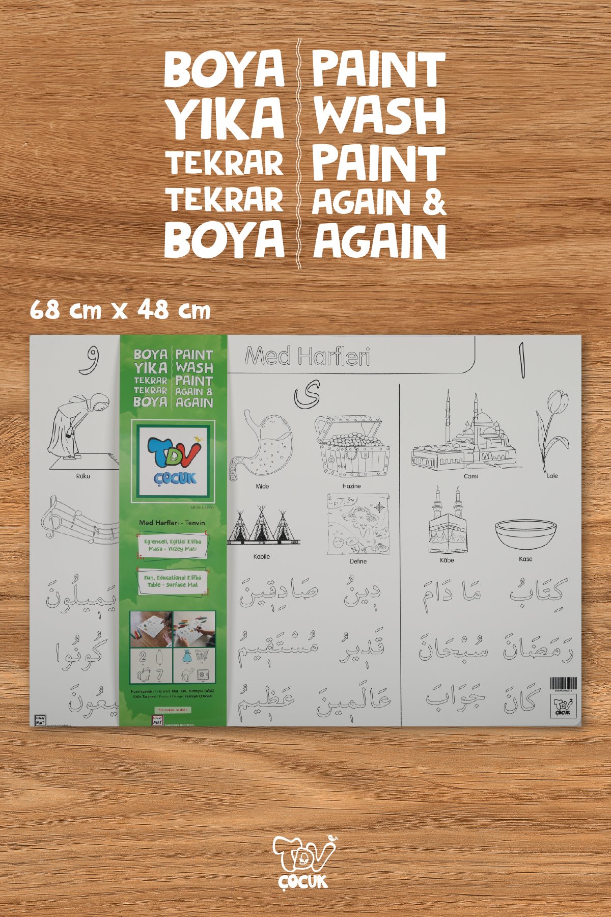 Yıkanabilir Elifba Med Harfleri Tenvin 48*68 
