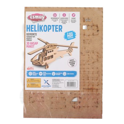 Esmay Ahşap Maketim 3D Helikopter Demonte