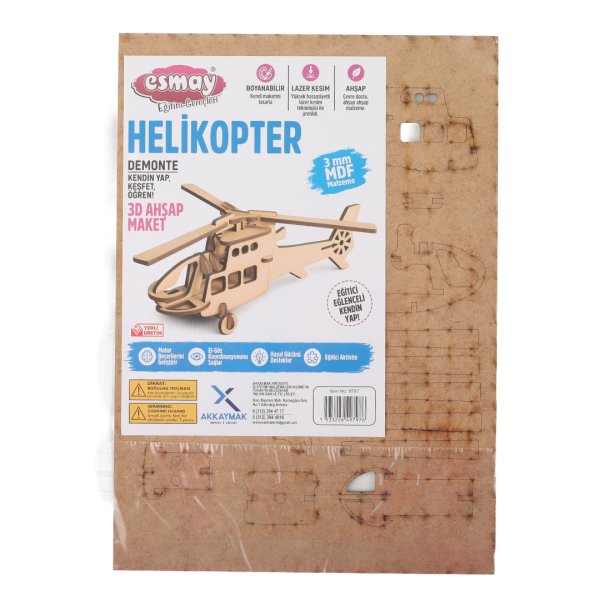 Esmay Ahşap Maketim 3d Helikopter Demonte 