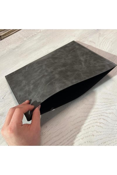 Karin Yazı Altlığı Suni Deri Hazneli Gri 35x25 cm