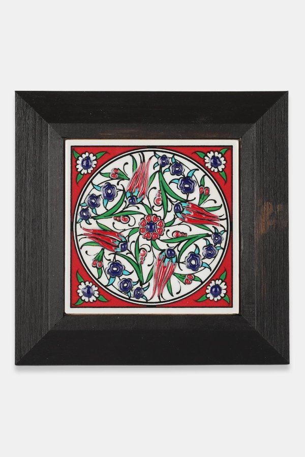 Kütahya Çini 10*10 Dç081 Lale Penç Deseni Kırmızı Zemin 