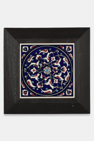 Kütahya Çini 10*10 Dç086 Rumi Deseni Kobalt Zemin