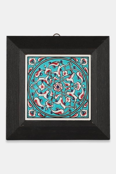 Kütahya Çini 10*10 Dç087 Rumi Deseni Turkuaz Zemin