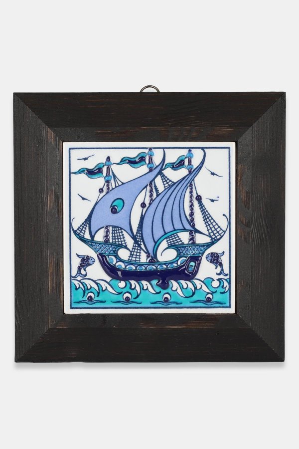 Kütahya Çini 10*10 Dç119 Kalyon Mavi Beyaz 