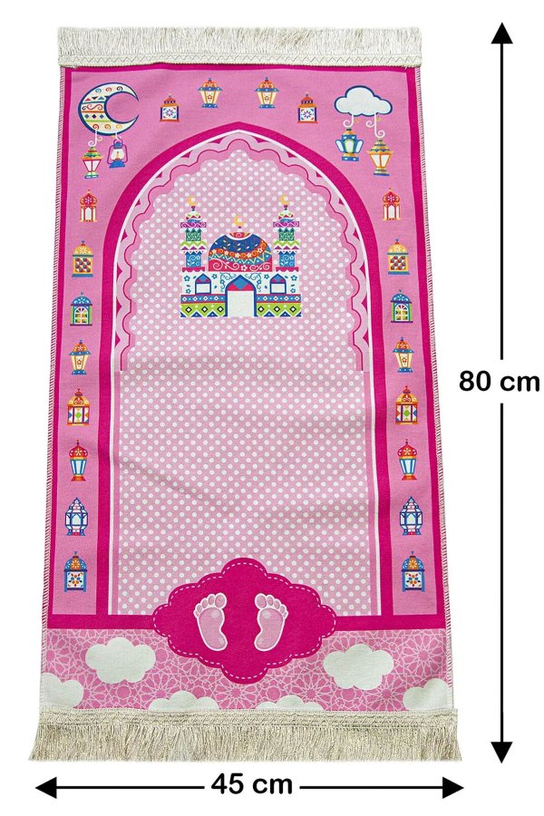 Çantalı Kuran Kursu Elif Ba Kitabı Çocuk Seccade İbadet Seti Pembe 