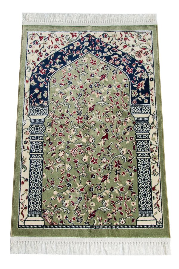 Ravza Desenli Halı Tipi Dokuma Seccade Yeşil 
