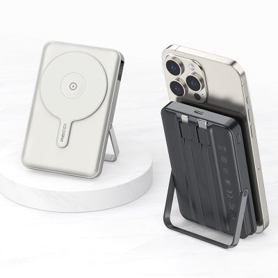 Recci Rpb-w27 Galaxy Serisi Dijital Led Göstergeli Kablosuz Şarj Özellikli Type-c Ve Lightning Kablolu Powerbank 20w 10.000mah 