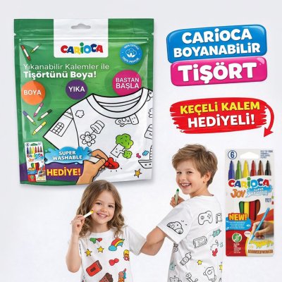 Carioca Boyanabilir Tişört 7-8 Yaş Kalem Hediyeli