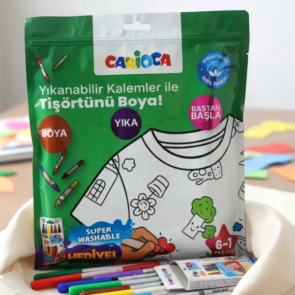 Carioca Boyanabilir Tişört 7-8 Yaş Kalem Hediyeli 