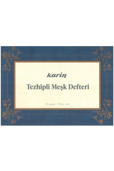 Karin Tezhipli Meşk Defteri No 1 A4 150 Gr 25 Yaprak