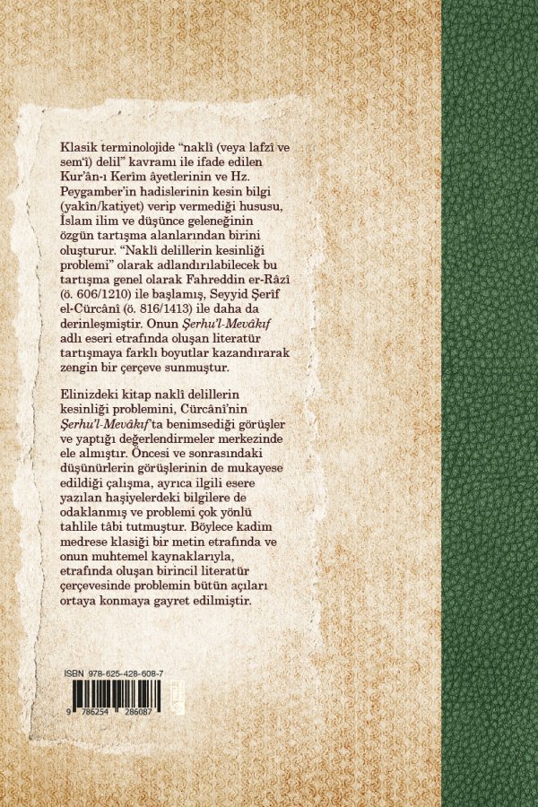 Şerhul Mevakıf Ve Haşiyeleri Bağlamında Nakli Delilin Kesinliği 