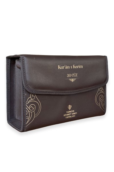 Kuranı Kerim Orta Boy 30 Cüz Kahverengi Çanta Kare Kodlu