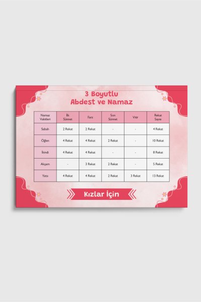 3 Boyutlu Abdest Ve Namaz Kitapçığı Pembe